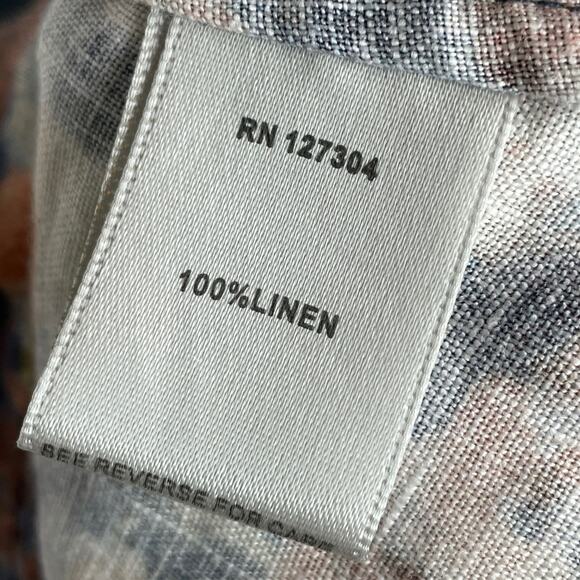 John Mark Linen Cold Shoulder Bell Sleeve Tunic Top Watercolor Print M - Picture 9 of 9